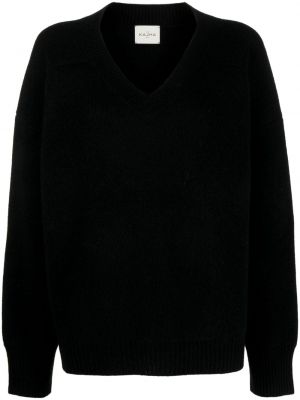 Kašmira džemperis ar v veida izgriezumu Le Kasha melns