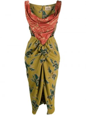 Kvetinové midi šaty bez rukávov s potlačou Vivienne Westwood červená