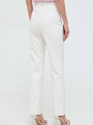 Jednobarevné kalhoty s vysokým pasem Bardot béžové