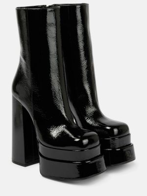 Кожени обувки до глезена на платформе Versace черно