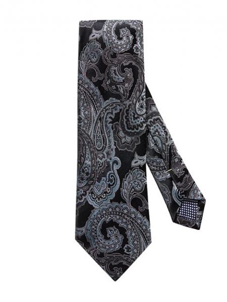 Классический шелковый галстук с узором пейсли Eton черный