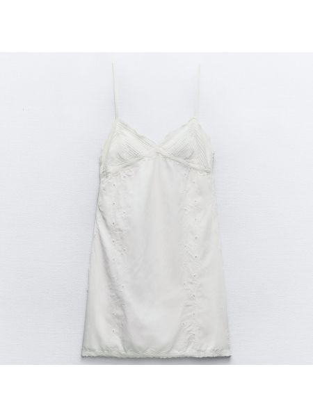 Платье мини с вышивкой Zara белое