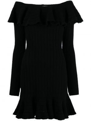 Vlnené koktejlkové šaty Blumarine čierna