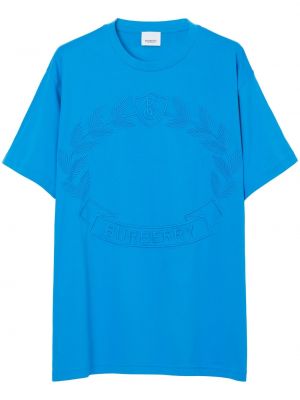 Oversize памучна тениска Burberry синьо