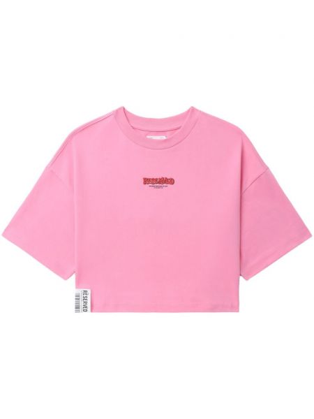 Kokvilnas t-krekls ar apdruku Izzue rozā