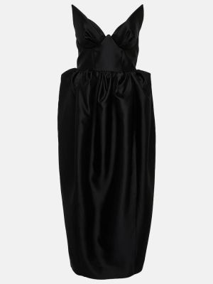 Hedvábné vlněné midi šaty Zimmermann černé