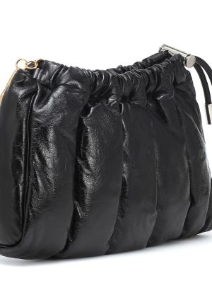 Pérová kožená listová kabelka Moncler čierna