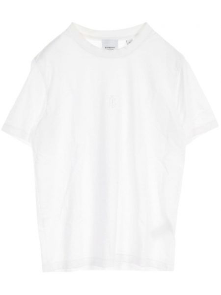 T-shirt brodé en coton Burberry Pre-owned blanc