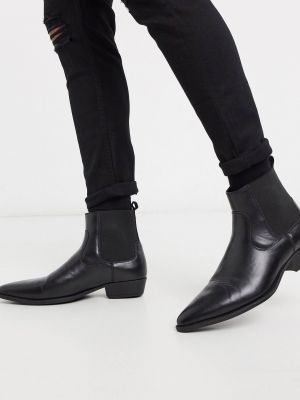 Кожаные ботинки челси из искусственной кожи Asos черные