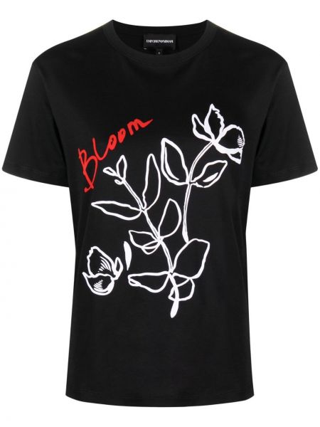 Trykt floral t-skjorte Emporio Armani svart