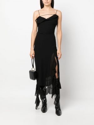 Asymetrické midi šaty s volány Acne Studios černé