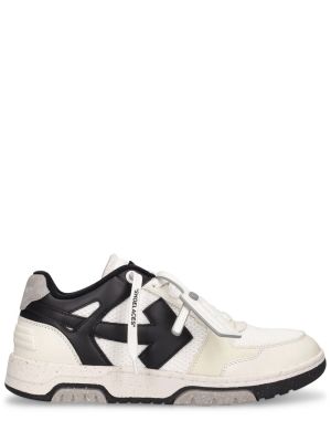 Formella sneakers i läder Off-white vit