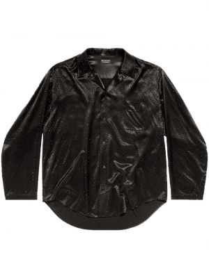 Krištáľová saténová košeľa Balenciaga čierna