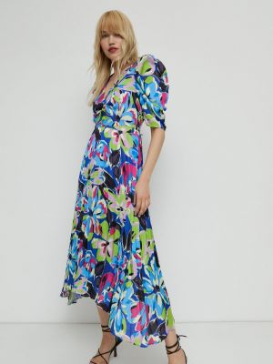 Плиссированное платье миди в цветочек с принтом Warehouse
