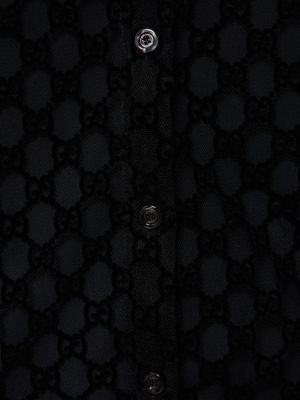 Jedwabna koszula koronkowa Gucci czarna