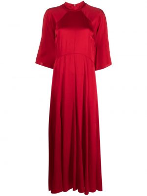 Jedwabna satynowa sukienka wieczorowa drapowana Forte Forte czerwona
