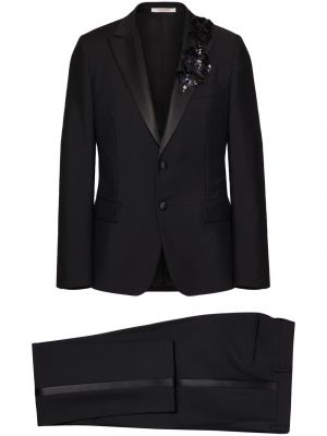 Вълнен костюм на цветя Valentino Garavani черно