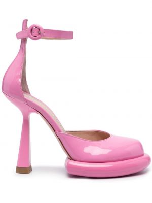 Кожени полуотворени обувки от лакирана кожа Francesca Bellavita розово