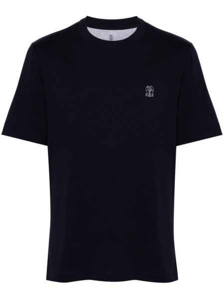 Kokvilnas t-krekls ar apdruku Brunello Cucinelli zils