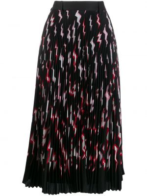 Plisovaná sukně s potiskem s páskem Prada - černá