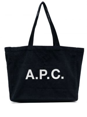 Trykt kordfløyel shoppingbag A.p.c. blå