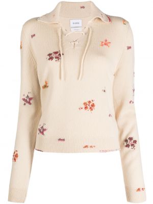 Пуловер с връзки на цветя с дантела Barrie бежово