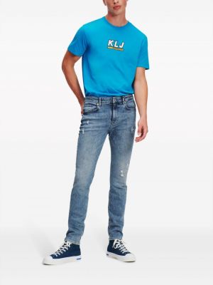 Kitsa lõikega teksapüksid distressed Karl Lagerfeld Jeans sinine