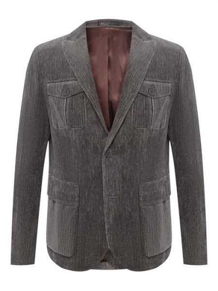 Хлопковый пиджак Giorgio Armani серый