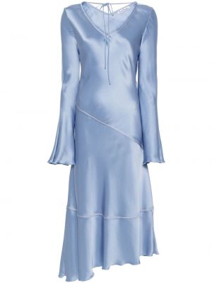 Saténové midi šaty Acne Studios modré