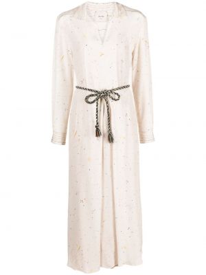Rochie de mătase cu imagine Alysi alb