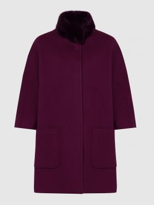 Вовняне пальто з хутром Heresis, фіолетове