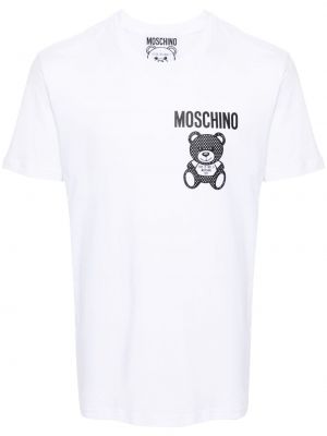 T-shirt en coton à imprimé Moschino blanc