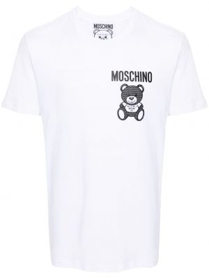 Baskılı pamuk tişört Moschino beyaz