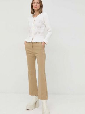 Marella pantaloni Fify femei, culoarea bej, evazati, medium waist