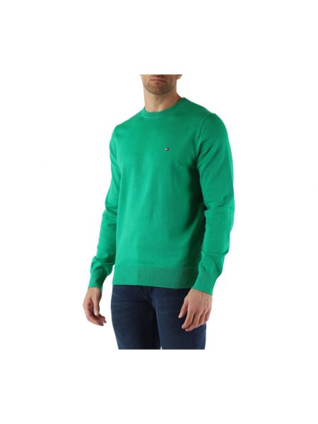 Haftowany sweter Tommy Hilfiger zielony