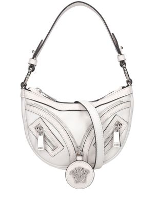 Kožená kabelka Versace bílá