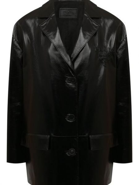 Кожаный пиджак Prada черный