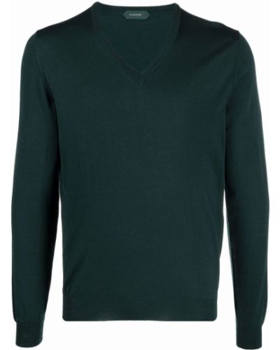 Jersey de punto con escote v de tela jersey Zanone verde