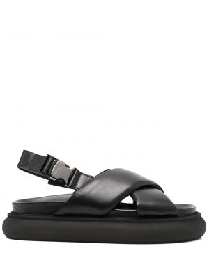 Leder sandale Moncler schwarz