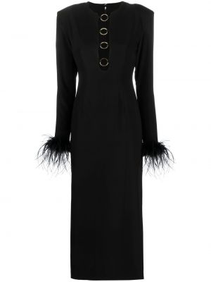 Midi šaty z peří De La Vali černé