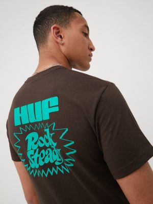 Памучна тениска с дълъг ръкав с принт Huf кафяво
