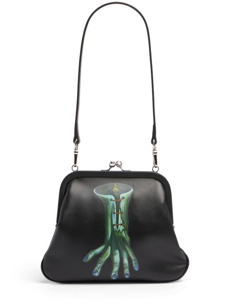 Usnjena pisemska torbica Vivienne Westwood črna