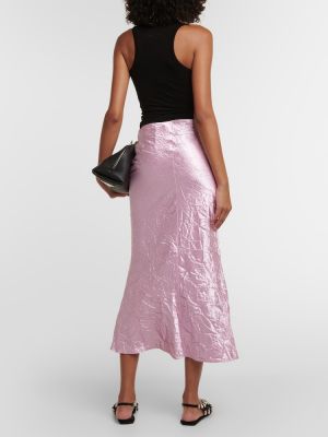 Satenska midi suknja The Attico ružičasta