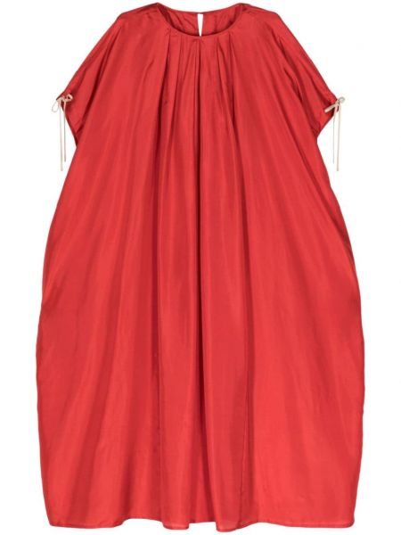 Plisované hedvábné šaty Shanshan Ruan červené