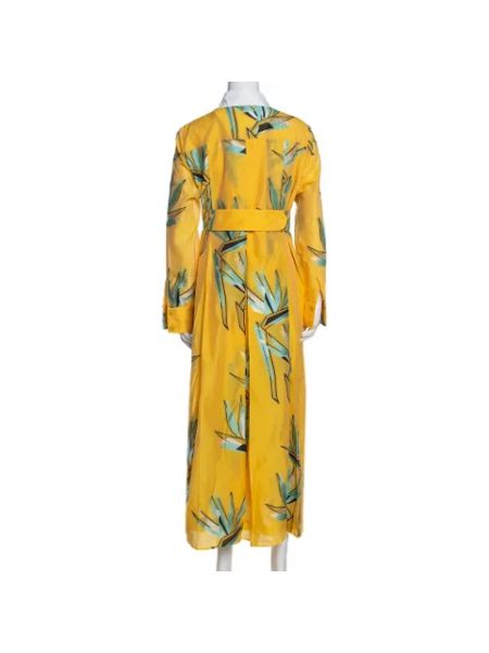 Sukienka bawełniana Fendi Vintage żółta