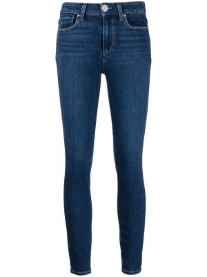 Klasické bavlněné skinny kalhoty s páskem Paige - modrá
