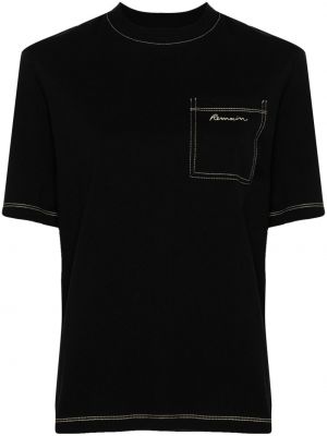 Βαμβακερή μπλούζα με κέντημα Remain μαύρο