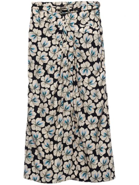 Midi suknja s cvjetnim printom s printom Prada
