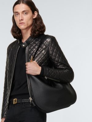Prešívaná kožená bunda Tom Ford čierna
