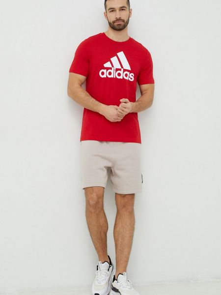 Bombažna majica Adidas rdeča
